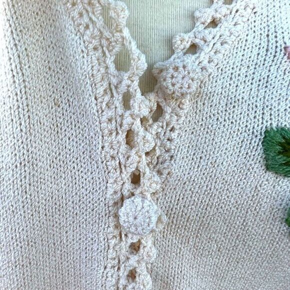 Vintage 1970’s Miss JoAnn Knitted Midi Skirt Set Embroidered Flowers Sz 14 - Picture 6 of 14